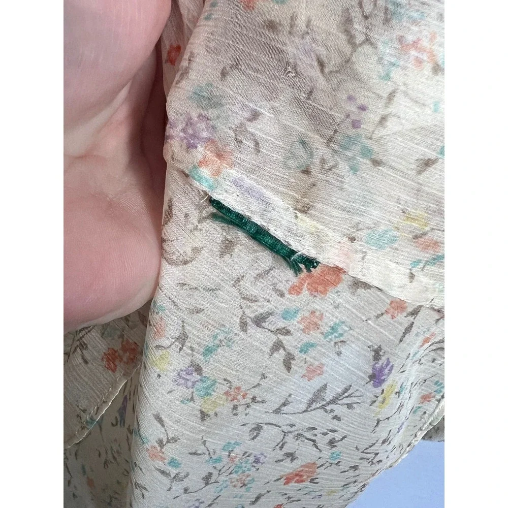 Lauren Ralph Lauren XL Floral Silky Feminine English Garden Peasant Blouse Sheer